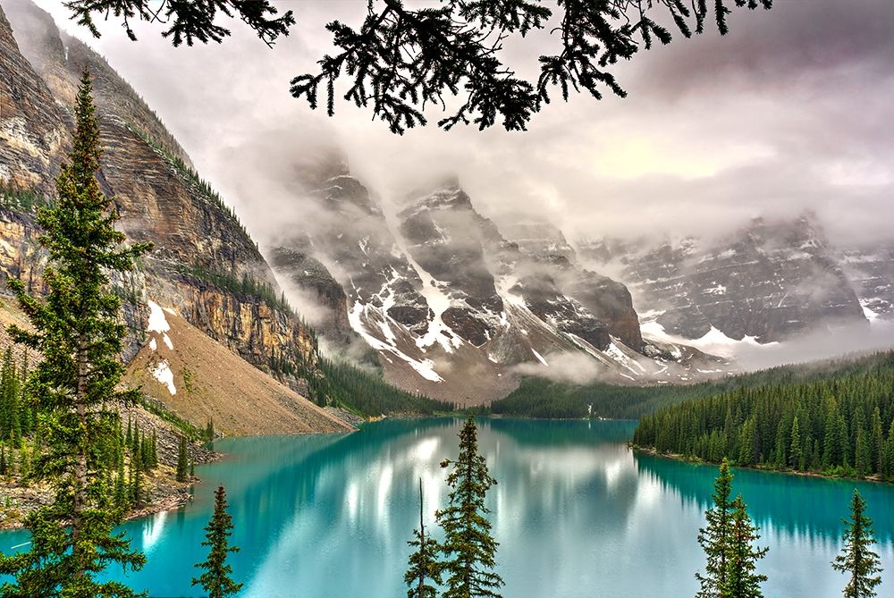 Moraine lake in the valley of the ten peaks in the Alberta-Canada Rocky Mountains art print by Steve Mohlenkamp for $57.95 CAD